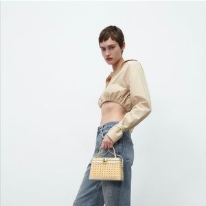 Zara Woven Rattan Box Bag